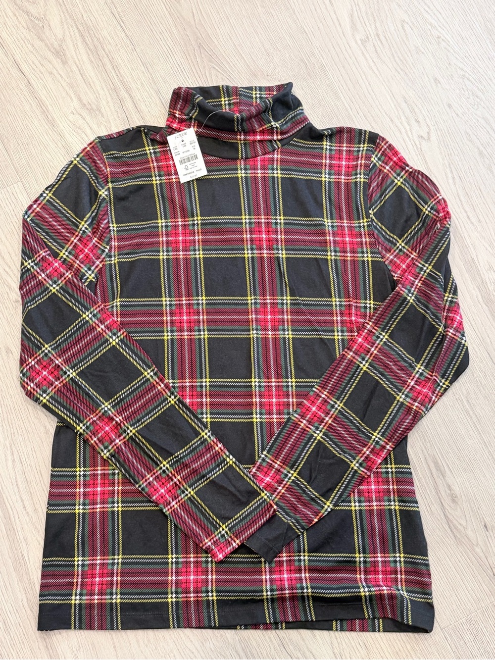 J. Crew Women’s Black and Red Plaid Turtleneck Long Sleeve Top (M) - Picture 2 of 5